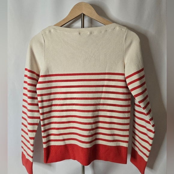 Old Navy Coastal Striped Sweater | Red & Cream | Button Detail | M - Picture 4 of 5